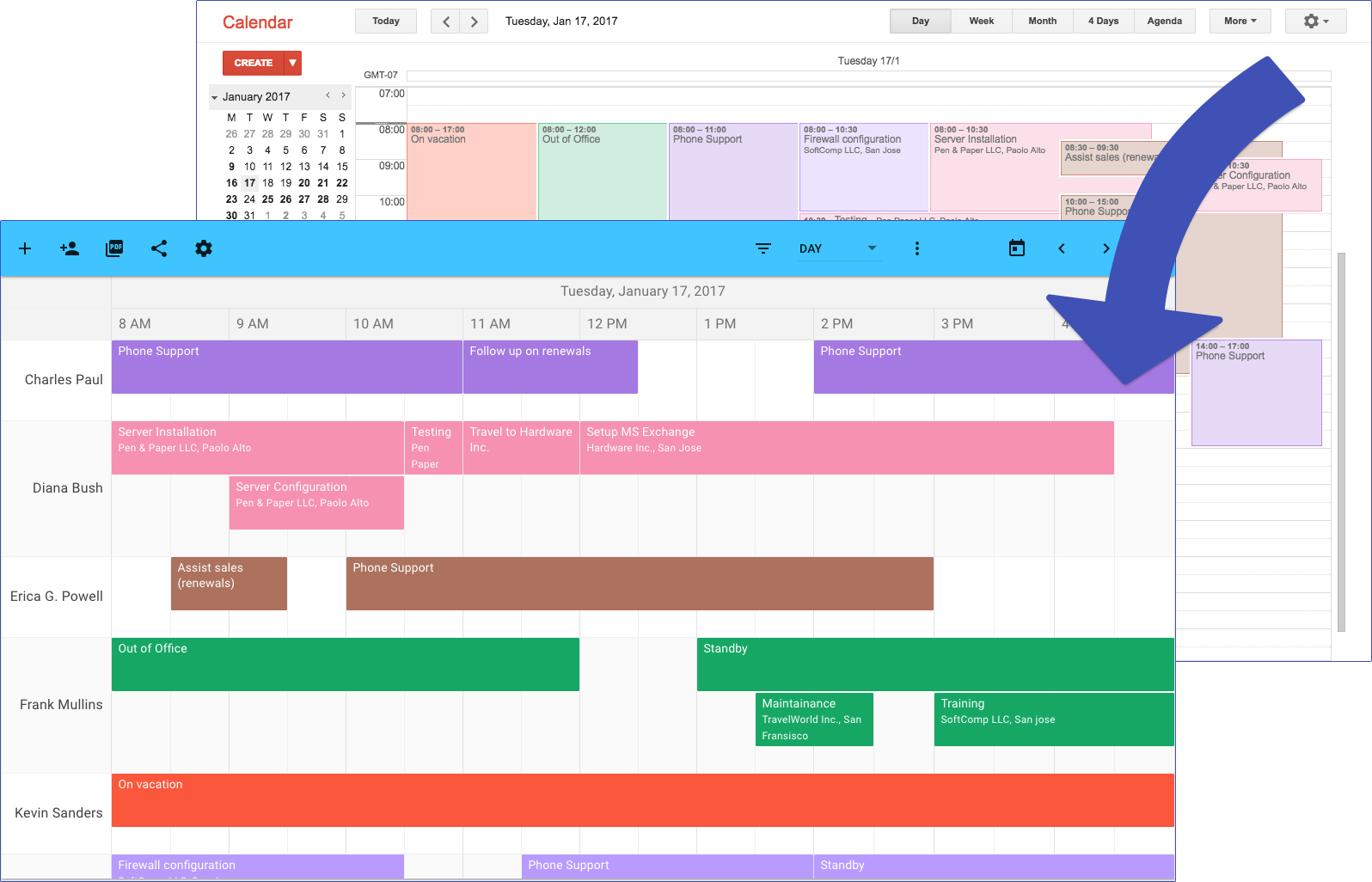 TeamCal Scheduling View