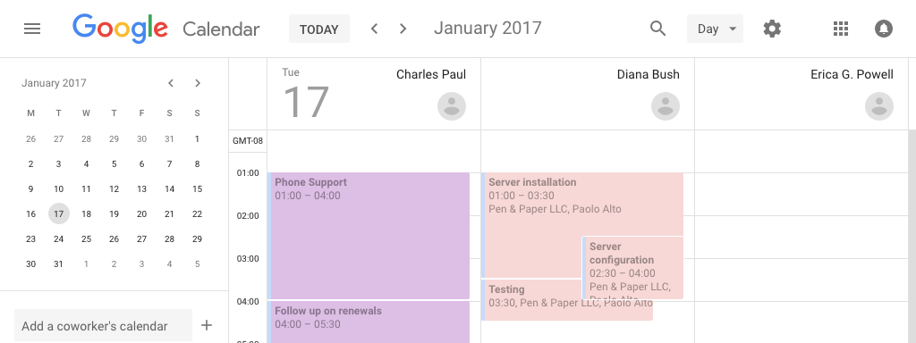 Google Calendar Scheduling View