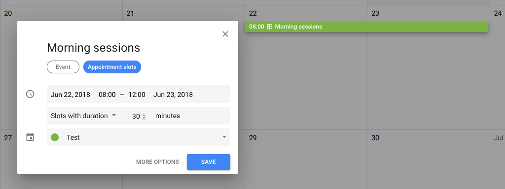 Google Calendar Appointment Slots