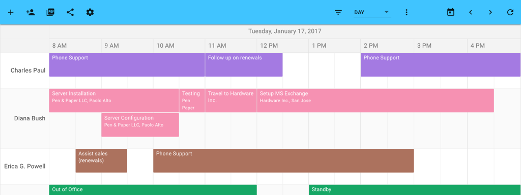 TeamCal Schedule View