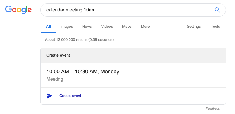 Use Google Search to add Google Calendar event